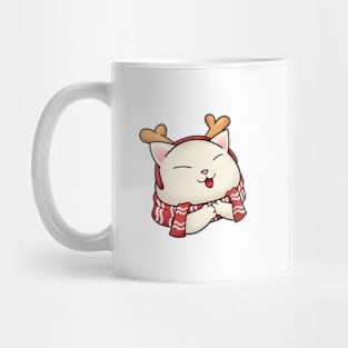 Meowy Christmas Cute Cat Reindeer wearing Scarf Mug